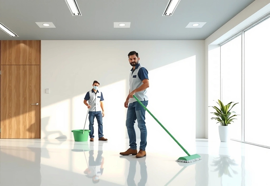 Professional cleaning team in action