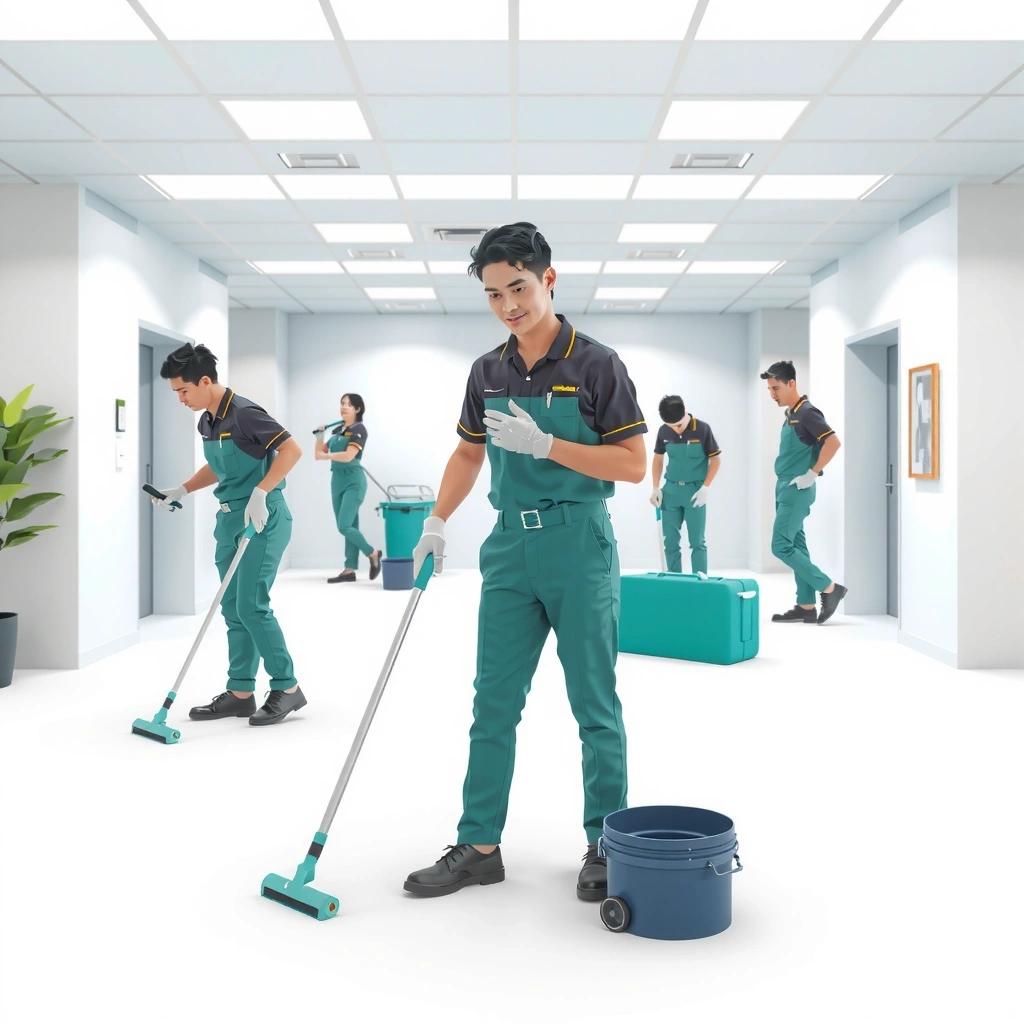 Professional cleaning team
